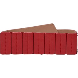 BlackButterfly Wide Elastic Stretch Retro Metal Interlock Buckle Belt (Red, S)