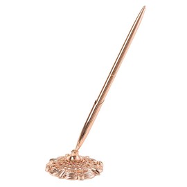 lasenersm 1 Piece Pen Holder Hollow Round Pen Holder Signing Pen Set Pen Stand Guest Sign In Pen and Pen Stand Set Wedding Signing Pen Set Wedding Guest Book Pen with Stand, Rose Gold