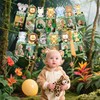 Jungle Animal 1st Birthday Decor 12 Months Photo Banner Wild