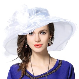 VECRY Women Church Derby Hats Tea Party Bridal Dress Wedding Hat (White)