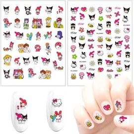 2 Sheets Cute Kawaii Cartoon Nail Stickers for Women Girls Gift (150+ Decals) (Sanrio)