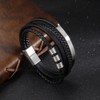HEIX Adult Multilayer Braised Leather Bracelet Stainless Steel Clasp Gift