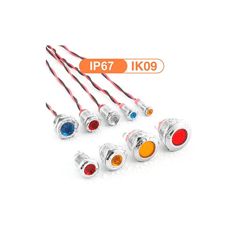 Gebildet 5pcs 12mm LED Metal Indicator Light AC/DC 12-24V Waterproof