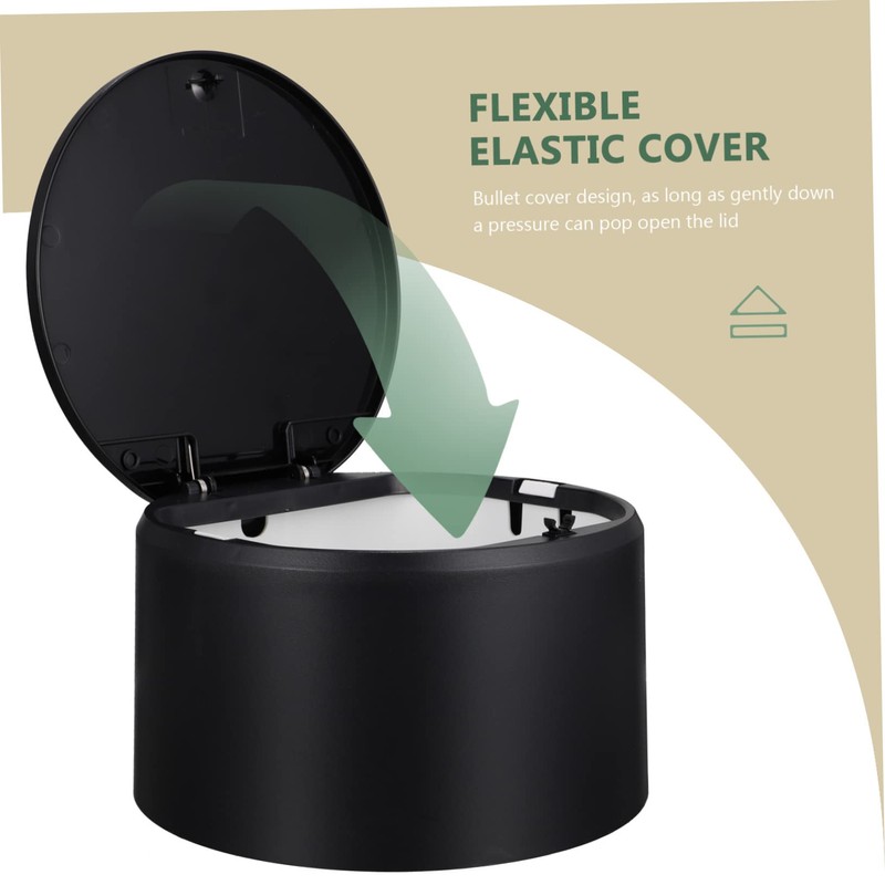 Ciieeo 1pc Mini Desktop Trash Can with Press Top Lid