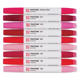 Talens | Pantone Marker 9er Set Cool Red | Dual-Tip-Stift mit Pinselspitze und Keilspitze | Wasserbasierte, pigmentierte Tinte in Pantone-Farben