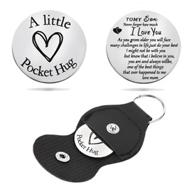 DeliaVo Pocket Hug Token Keychain for Men– Son Gifts for Him - Ideal for Birthdays, Christmas, Valentine's Day, and Graduation(To My Son)
