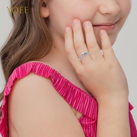 Pink Anxiety Ring for Daughter, Adjustable Heart Rings for Girls with Cubic Zirconia, Silver Fidget Ring Sterling Silver Fidget Rings for Women, Daughter Birthday Gifts Christmas Gifts for Women