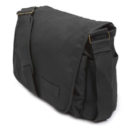 Sweetbriar Classic Messenger Bag - Vintage Canvas Shoulder, Black, Size Large