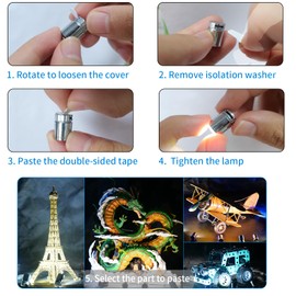 Mini LED Lights, 10 PCS Small Spotlight Battery Operated Tiny Lights, Miniature LED Light for DIY Hand Craft, Stick on Mini Accent Light for Dollhouse, Action Figures, Toy Building(Cool White)