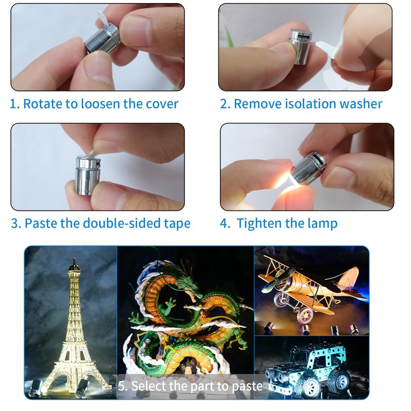Mini LED Lights, 10 PCS Small Spotlight Battery Operated Tiny