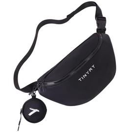 TINYAT Crossbody Bags for Women Men Waterproof Sling Bag Belt Bag with Coin Pouch Large Chest Bag for Running Travel