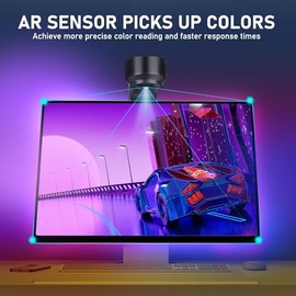 Diyife Tira LED TV con Cámara 4M Recortable, Sensor AR Sincronización Automática de Color y Música, Control por Mando y APP Bluetooth, Ideal para TVs de 55-65 Pulgadas, PCs y Decoración