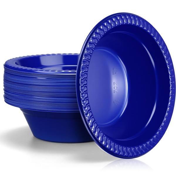 wlilupah 60 Pack 12oz Blue Disposable Plastic Bowls Dessert, Ice