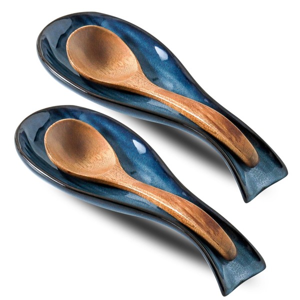 Tikooere Ceramic Spoon Rest for Stove Top,Large 8.7 Inch Spoon