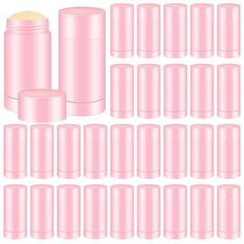 Teenyyou 30 Pcs Empty Deodorant Containers Twist up Filling Stick Plastic Deodorant Container Refillable Bottles Bottomfill Round Lip Balm Tubes for Homemade DIY Lipstick Crayon(30 ml,Pink)