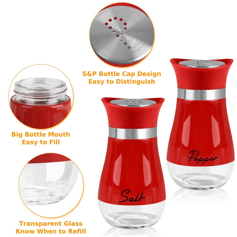 Accmor Salt and Pepper Shakers Set, 4 oz Stainless Steel