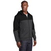 SPORT-TEK Unisex Tech Fleece Colorblock Full Zip Hooded Jacket, Black/Graphite