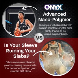 ONYX PSA Slab Sleeves - Graded Card Sleeves, PSA Perfect Fit Clear Cards Sleeves, Exact Fit Plastic Trading Bags, Cover Guard Saver Holder Sleeve Grading Baseball, Sports, MTG