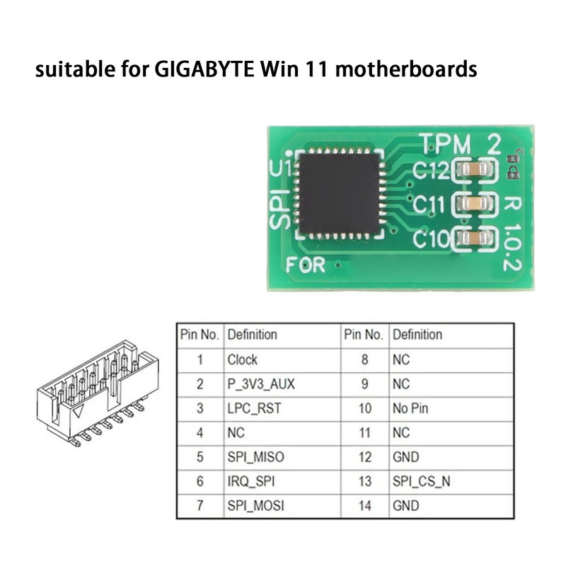 TPM 2.0 Module 14Pin SPI TPM2.0 Safe Stable Performance Durable