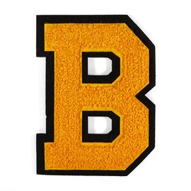 Letter B - Chenille Stitch Varsity Iron-On Alphabet Patch by pc, 4-1/2", TR-11648 (Golden Yellow/Black)