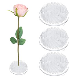 M METERXITY 4-Pack Plastic Flower Frog 2.76" Round Flower Pins Flower Frog Holder W Suction Cups Floral Frog for Arrangements Vase/Plant Decoration/Home Decor [Transparent, 1.2cm Pins]
