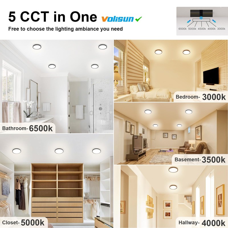 VOLISUN 12Pack 5CCT LED Flush Mount Ceiling Light, 7 inch