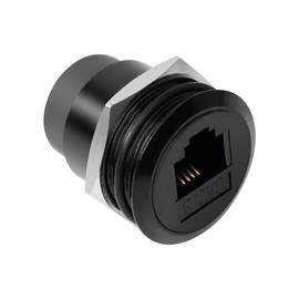 QIANRENON RJ11 Embedded Threaded Fixed Mount Adapter CAT3 RJ11 6P4C Female to Female Panel Mount Connector,Connecting Telephone Line Modem, Mounting on Panel Desktop Floor Plug Equipment Cabinet