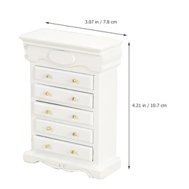 LOGOFUN Dollhouse Furniture Miniature Cabinet Bedside Cabinet Model Vintage Mini House Decoration (White)