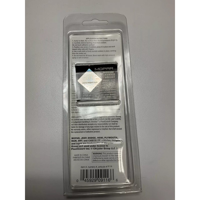 Chroma 9116 Adhesive Plastic Injection Molded Emblem For Dodge
