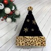 Fluffy Black Leopard Santa Hats, Black & White Deluxe Adults