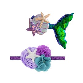 Baby Headband Fish Scales Bowknot Mermaid Turban with Tie Knotted Hair bow Band JB33 (Set-P2)