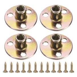 sourcing map 4Pcs M8 T-Nuts, Zinc Plated Steel Brad Hole Tee Nut with Screws, 3-Hole Round Base Weld Nuts 17.2mm Height Through Hole Flange, Multicolor
