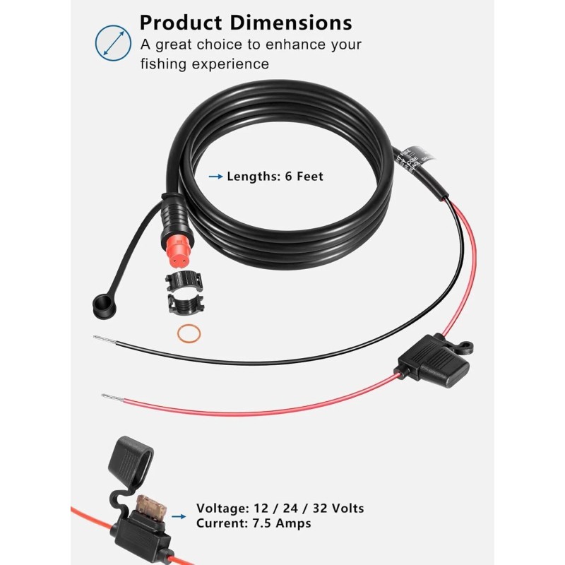 Unbranded for Garmin GLS GPSMAP GSD LiveScope 010-11425-01 Threaded Power