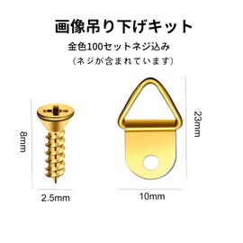 ZHEJIA Vilacan Triangle Hanging Can (Set of 100) Bean Kan Hooks, Triangle Metal Fittings, With Wood Screws, Fasteners, Hanging Hardware (Gold)