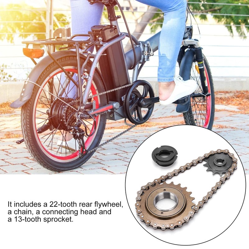 Sprocket Chain Set, 22T Tooth Rear Freewheel + 38 Links