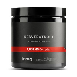 Toniiq Mezcla de resveratrol de 1600 mg pureza ultraalta y probada por terceros, con aceite MCT para mayor biodisponibilidad. Suplemento óptimo de... 