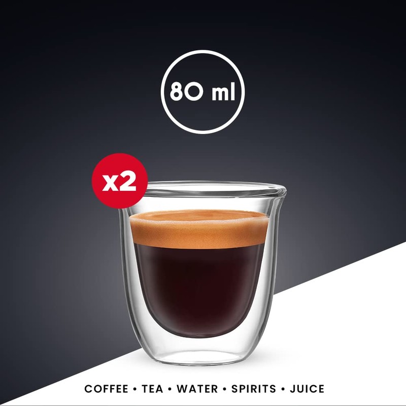 Bialetti Florence Double Wall Glass Heat Resistant Glass 80ml Pack