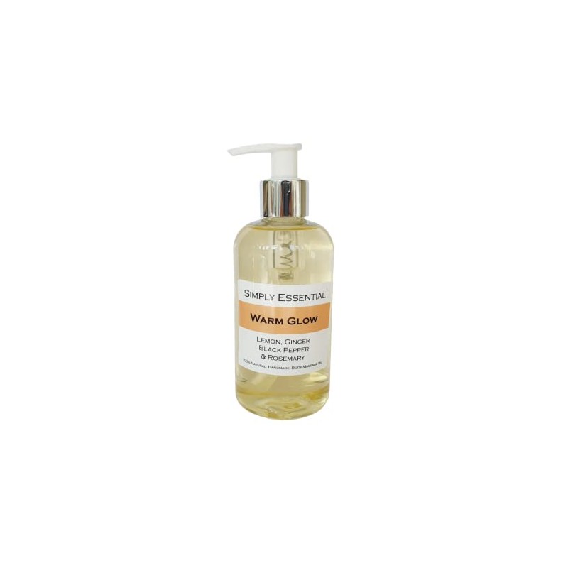 Simply Essential Warm Glow Massage Oil with Lemon, Ginger, Black