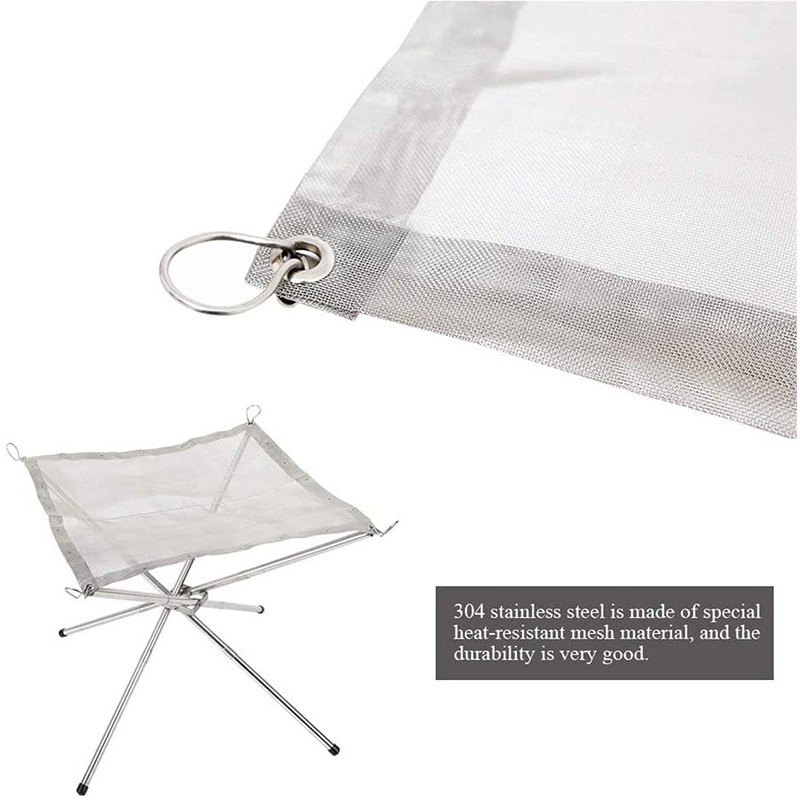 YEASQGS Portable Outdoor Camping Fire Pit Mesh Foldable Stainless Steel