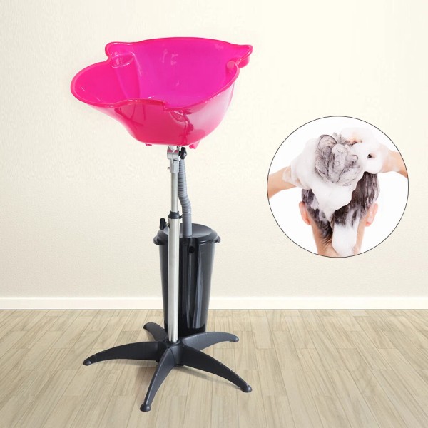 TBvechi Pink Shampoo Bowl Basin Adjustable Hair Sink Portable with