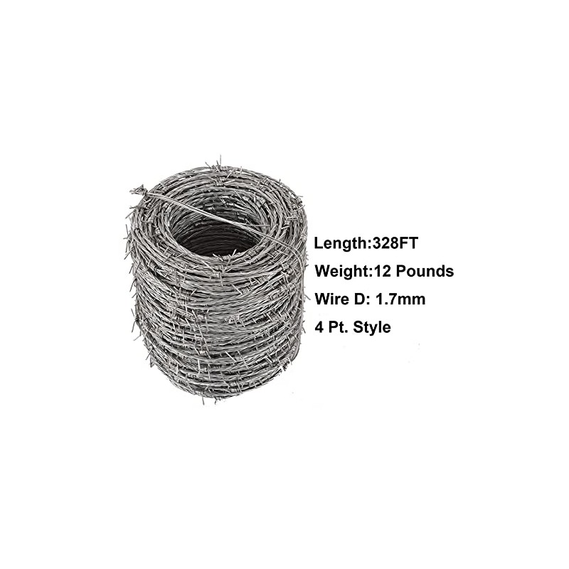 MOEUFFIR 328FT (100m) 16 Gauge 4 Point Barbed Wire Fence,