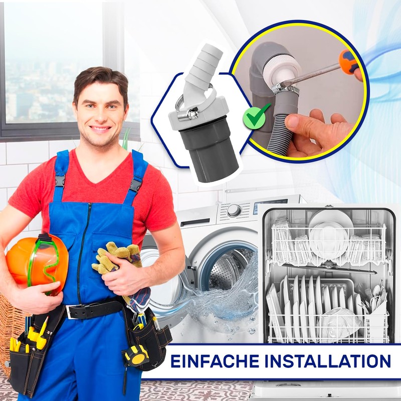 Dishwasher and Washing Machine Drain Adapter with Outlet for Pipe