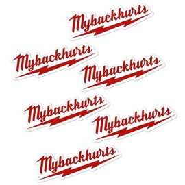 WEZCHUGHAOL 6pcs My Back Hurts Hard Hat Stickers, Mechanic Stickers for Toolbox Red Stickers for Hard Hat, Hat Box, Tool Box, Welding Helmet, Water Bottles, Laptop Box Warning Stickers (3 Inch)