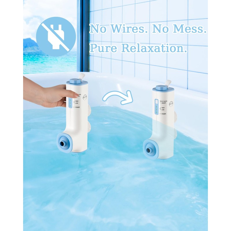 KokoSelene Rechargeable Bath Jets for Tub, Portable Jet Spa for