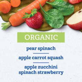 Gerber Stage 2 Baby Food, Organic Fruit and Veggie Favorites Puree Pouches Variety Pack, No Added Sweetener, Baby Food Pouches, 9-Pack