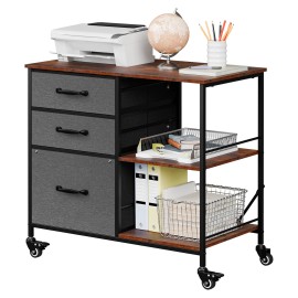 SEGAWE File Cabinet Rolling Printer Stand w/ Open Shelf Lateral Cabinet Dark Gray