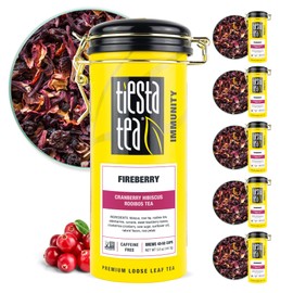 Tiesta Tea - Fireberry Cranberry Hibiscus Rooibos Tea | Loose Leaf | Premium Non-Caffeinated Rooibos Blend | Make Hot or Iced & Brews Up to 50 Cups | 30oz Refillable Tin, Pack of 6