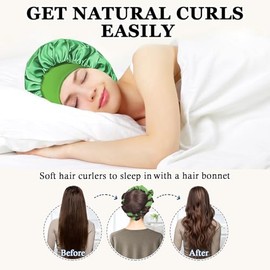 Gwabee Rizadores de pelo sin calor para dormir, 9 unidades de terciopelo sin calor para mujeres, cabello largo y medio, con gorro para dormir, color v