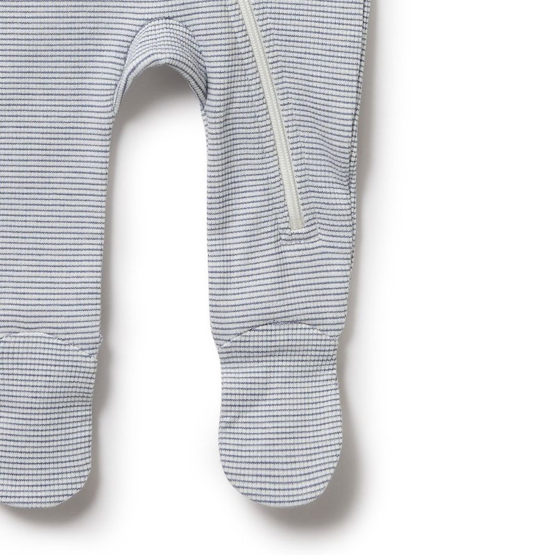 Wilson & Frenchy Organic Stripe Rib Zipsuit with Feet -