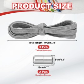 YELARXI No Tie Shoelaces Tieless Elastic Shoe Laces, 39" with 2 Metal Locks Buckles Fit for Adults Sneakers Canvas Shoes (3Pcs, Grey)